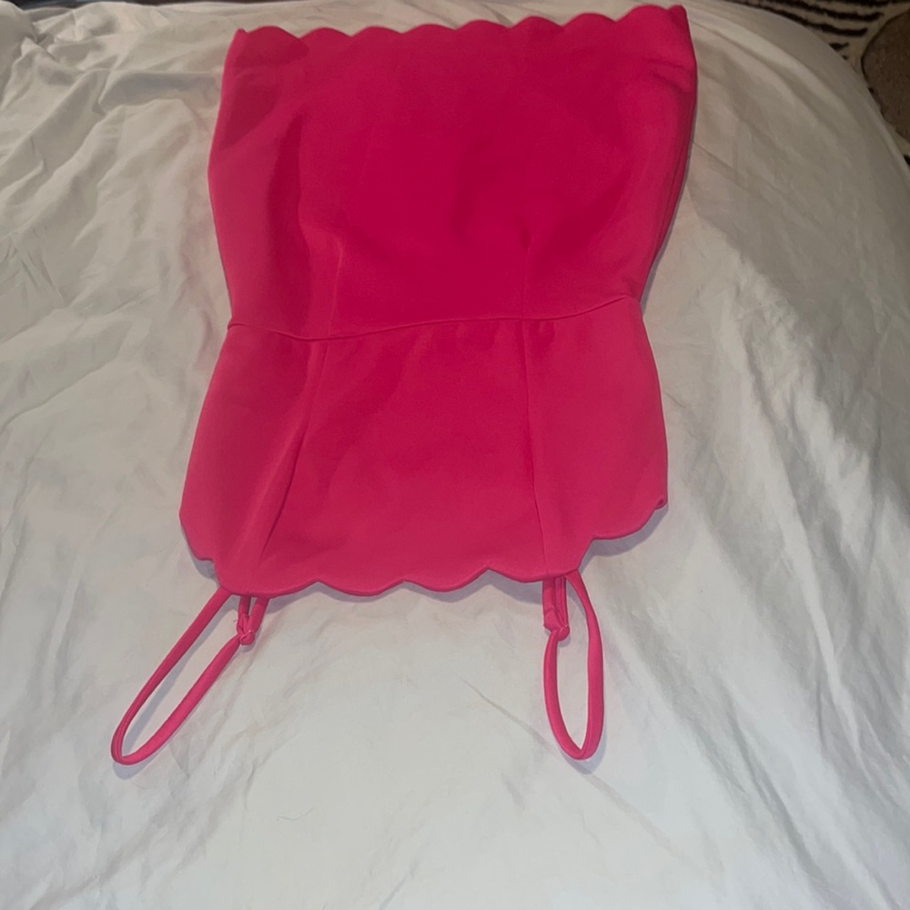 Pink scalloped mini dress